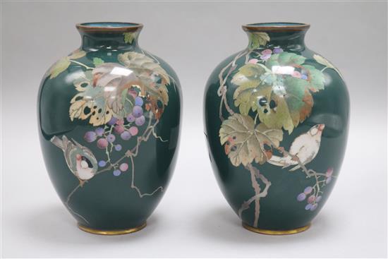 A pair of Japanese cloisonne enamel vases